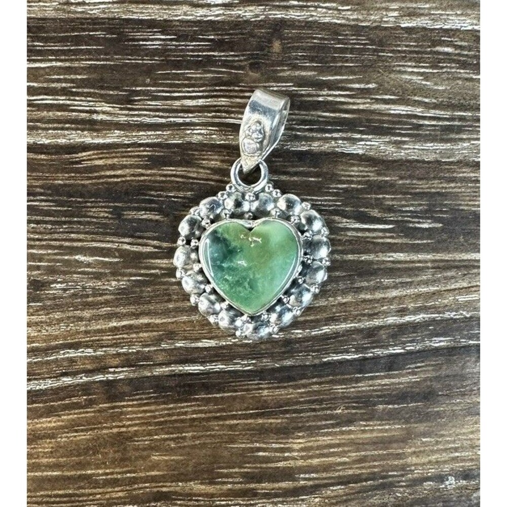 Native Southwest Style Sterling Silver Sonoran Gold Turquoise Heart Pendant